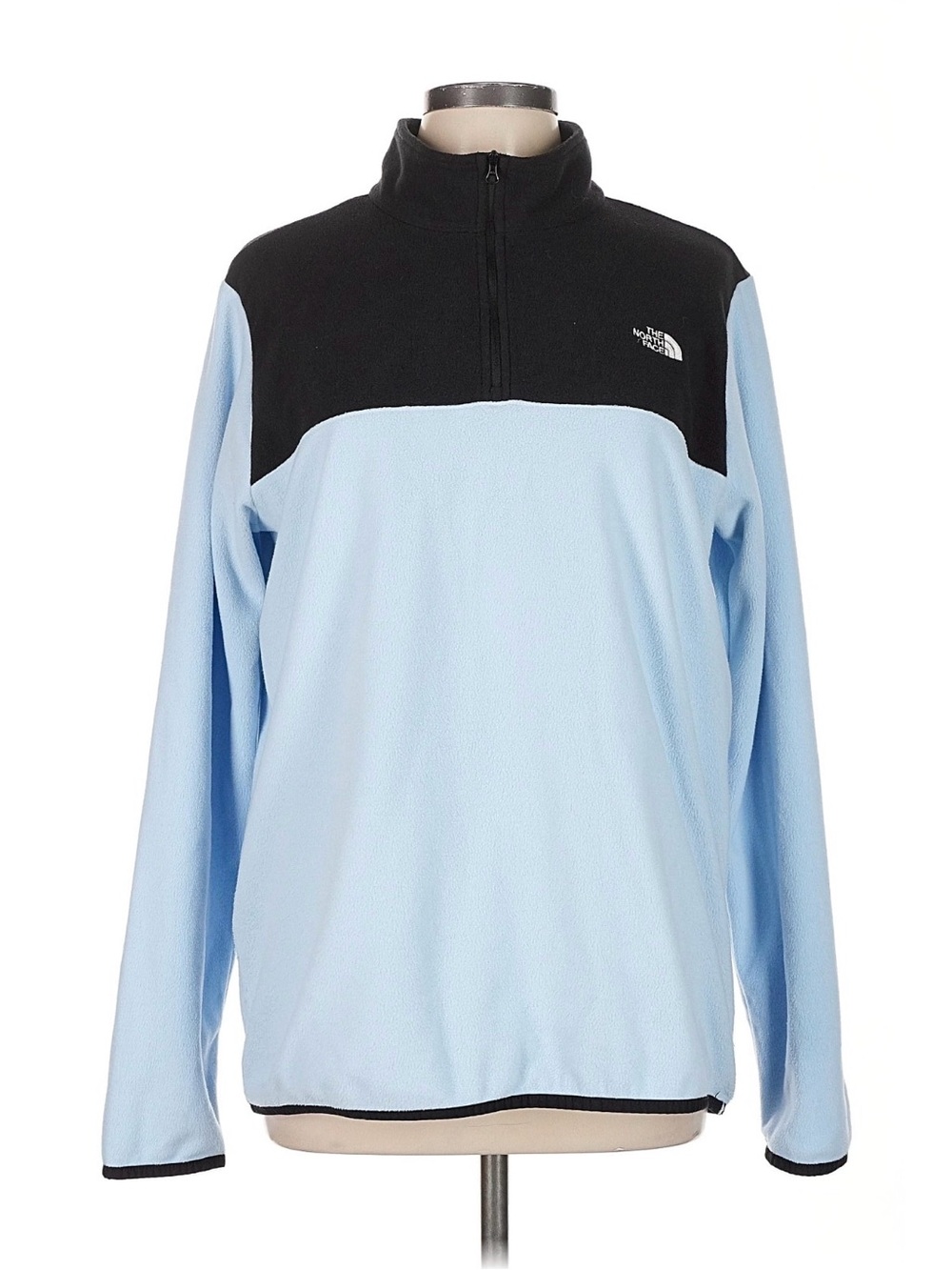 The North Face Women’s Light Blue and Black Quarter-Zip Fleece Pullover Size L